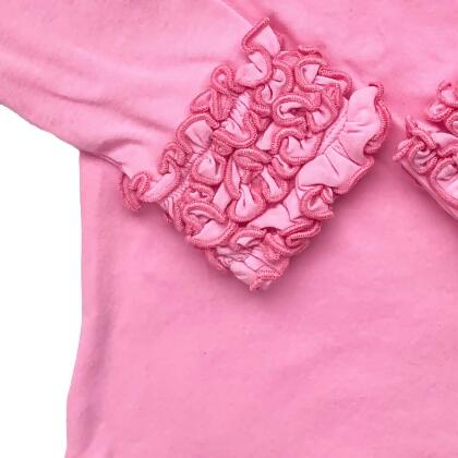 AnnLoren Baby Big Girls Boutique Long Sleeve Dark Pink Ruffle Layering T-shirt alternate image