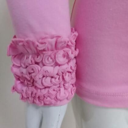 AnnLoren Baby Big Girls Boutique Long Sleeve Dark Pink Ruffle Layering T-shirt alternate image
