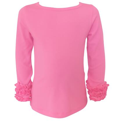 AnnLoren Baby Big Girls Boutique Long Sleeve Dark Pink Ruffle Layering T-shirt alternate image