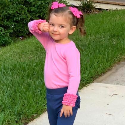 AnnLoren Baby Big Girls Boutique Long Sleeve Dark Pink Ruffle Layering T-shirt alternate image