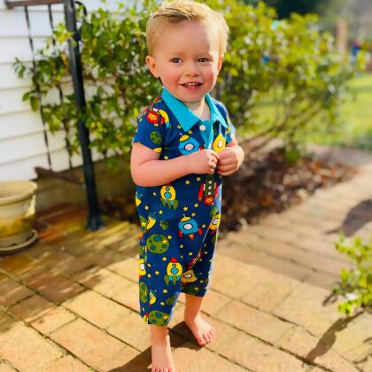 AnnLoren Spaceship short sleeve Baby Toddler Boys Romper alternate image
