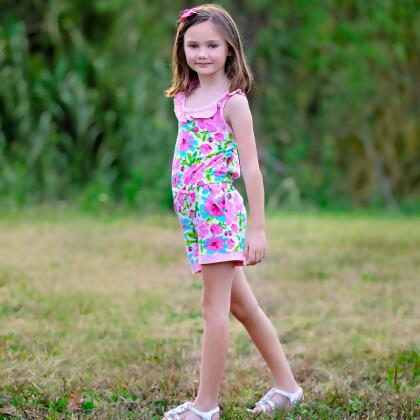 AnnLoren Girls Jumpsuit Shabby Chic Floral Summer Romper alternate image