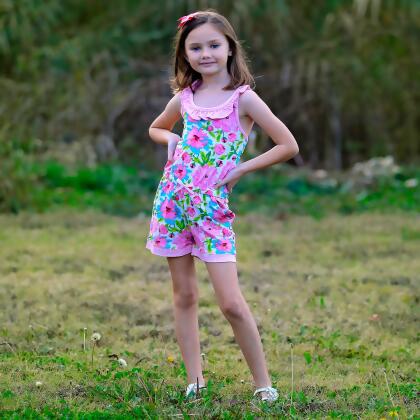 AnnLoren Girls Jumpsuit Shabby Chic Floral Summer Romper alternate image