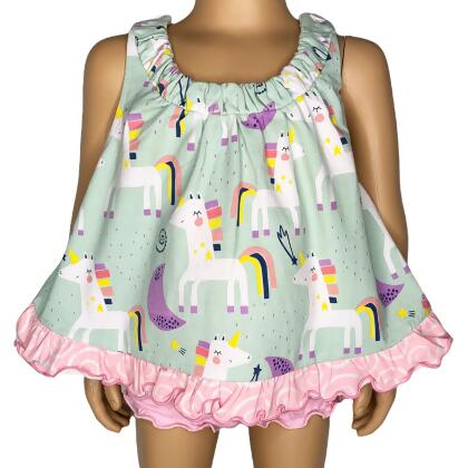AnnLoren Baby and Big Girls Unicorn Swing Tank Top Spring Summer Separates alternate image