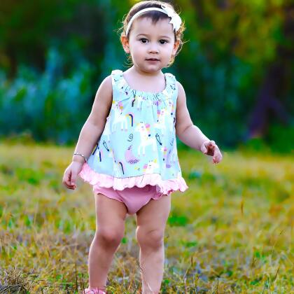 AnnLoren Baby and Big Girls Unicorn Swing Tank Top Spring Summer Separates alternate image