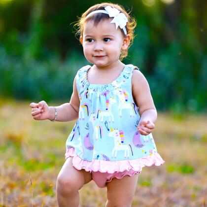 AnnLoren Baby and Big Girls Unicorn Swing Tank Top Spring Summer Separates alternate image