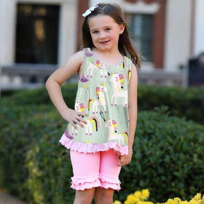 AnnLoren Baby and Big Girls Unicorn Swing Tank Top Spring Summer Separates alternate image
