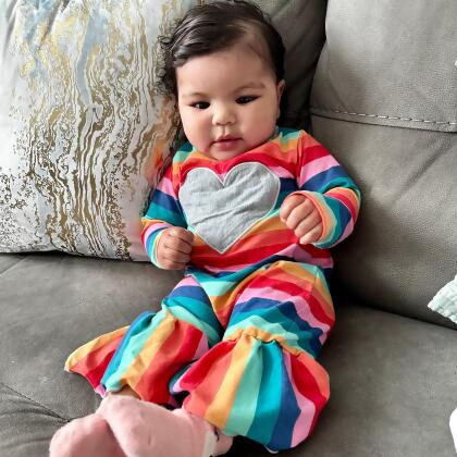 AnnLoren Girls Long Sleeve Rainbow Hearts Baby Toddler Romper One Piece alternate image