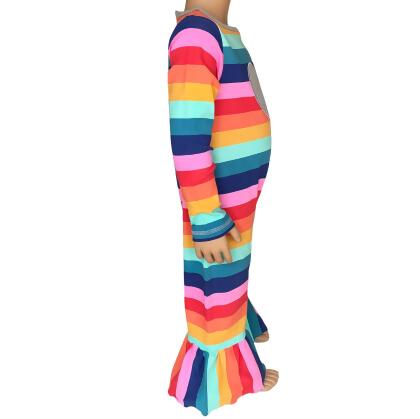 AnnLoren Girls Long Sleeve Rainbow Hearts Baby Toddler Romper One Piece alternate image