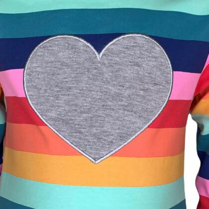 AnnLoren Girls Long Sleeve Rainbow Hearts Baby Toddler Romper One Piece alternate image