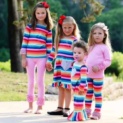 AnnLoren Girls Long Sleeve Rainbow Hearts Baby Toddler Romper One Piece alternate image