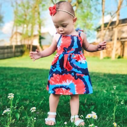 AnnLoren Big Little Girls 4th of July Tie Dye Summer Swing Dress alternate image