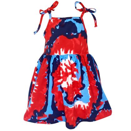 AnnLoren Big Little Girls 4th of July Tie Dye Summer Swing Dress alternate image