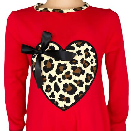 AnnLoren Baby Girls Leopard Valentines Holiday Heart Romper Outfit One Piece alternate image