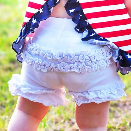AnnLoren Baby Girls White Ruffle Butt Shorts 6/12 mo-2/3T alternate image