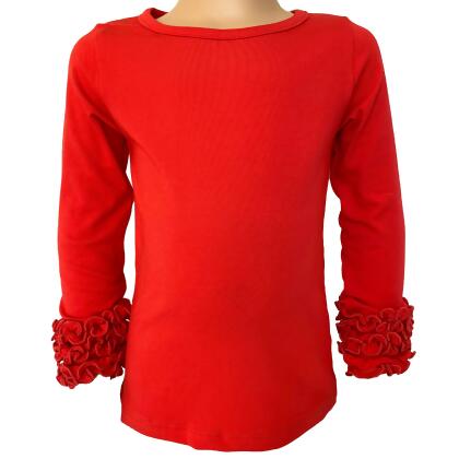 AnnLoren Baby Big Girls Boutique Long Sleeve Red Ruffle Layering T-shirt alternate image
