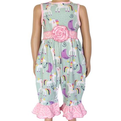 AnnLoren Boutique Baby Girls Unicorn & Rainbow Romper Toddler Jumpsuit alternate image