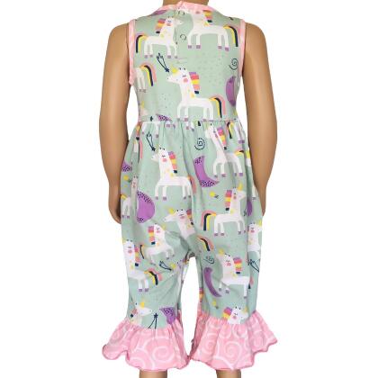 AnnLoren Boutique Baby Girls Unicorn & Rainbow Romper Toddler Jumpsuit alternate image