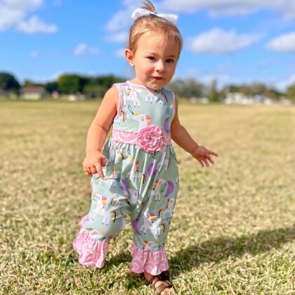 AnnLoren Boutique Baby Girls Unicorn & Rainbow Romper Toddler Jumpsuit alternate image