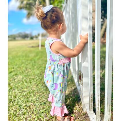 AnnLoren Boutique Baby Girls Unicorn & Rainbow Romper Toddler Jumpsuit alternate image