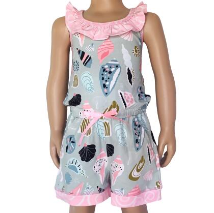 AnnLoren Girls Boutique Shells by the Seashore Jumpsuit Spring/Summer Romper alternate image