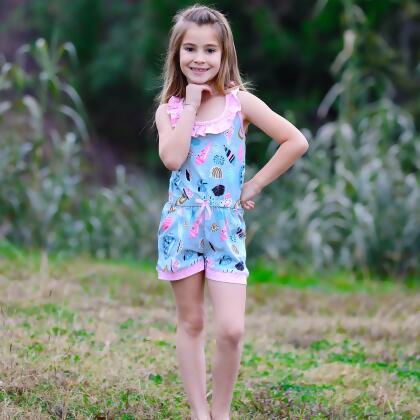 AnnLoren Girls Boutique Shells by the Seashore Jumpsuit Spring/Summer Romper alternate image