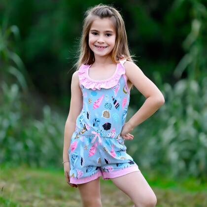 AnnLoren Girls Boutique Shells by the Seashore Jumpsuit Spring/Summer Romper alternate image