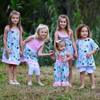 AnnLoren Girls Boutique Shells by the Seashore Jumpsuit Spring/Summer Romper alternate image