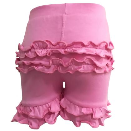 AnnLoren Girls Pink Stretch Cotton Knit RuffleButts Shorts Baby/Toddler alternate image