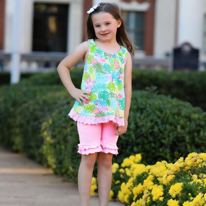 AnnLoren Baby/Toddler Girls Boutique Light Pink Ruffle Butt Shorts alternate image