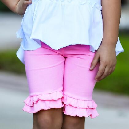 AnnLoren Baby/Toddler Girls Boutique Light Pink Ruffle Butt Shorts alternate image