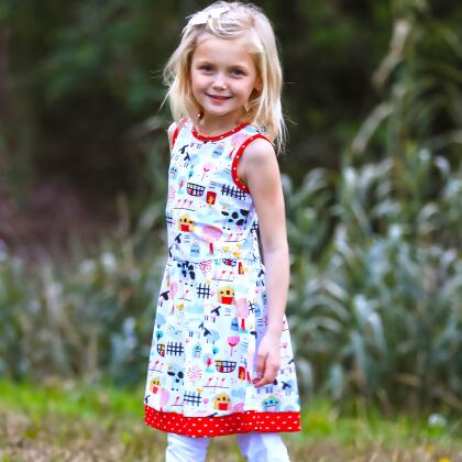 AnnLoren Little & Big Girls Farm Animal Sleeveless Cotton Swing Dress alternate image