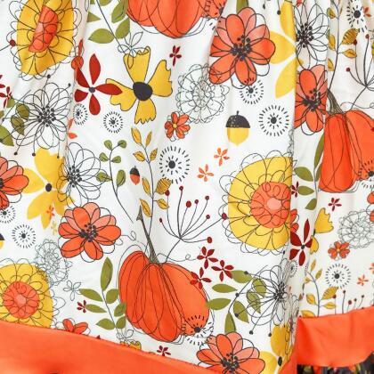 Girls Autumn Pumpkin Floral Cotton Knit Fall Long Sleeve Dress alternate image