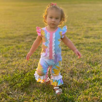 Boutique Pastel Tie Dye Baby Girls Easter Romper Onesie Toddler Jumpsuit alternate image