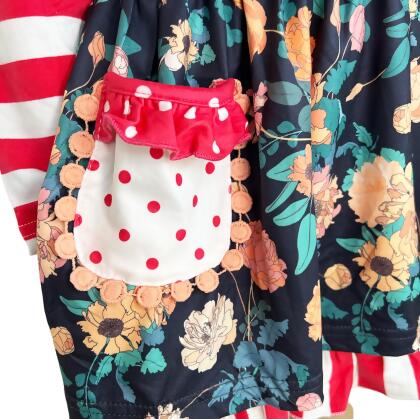 Girls Boutique Red Floral Striped Ruffled Holiday Dress alternate image