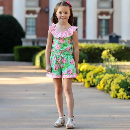 Girls Jumpsuit Shabby Chic Floral Spring Summer Romper alternate image
