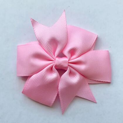 Set of 3- Baby Pink 4" Ribbon Bow Clips alternate image