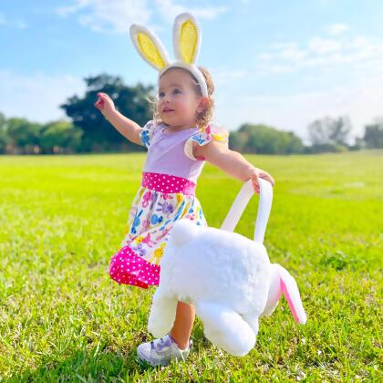 Girls Easter Bunny Dress Ruffle Party Spring Pink & Purple alternate image