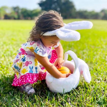 Girls Easter Bunny Dress Ruffle Party Spring Pink & Purple alternate image