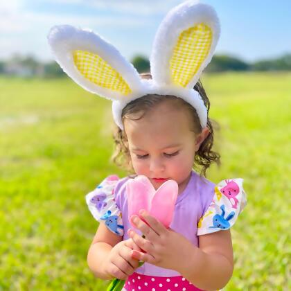 Girls Easter Bunny Dress Ruffle Party Spring Pink & Purple alternate image
