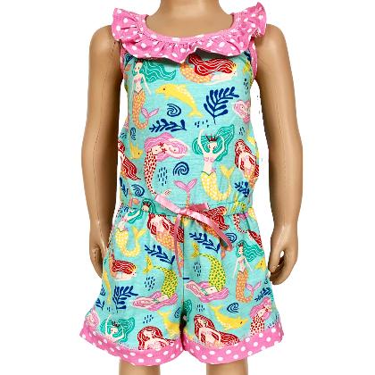 AnnLoren Girls Boutique Nautical Mermaid Jumpsuit Spring Summer Romper alternate image