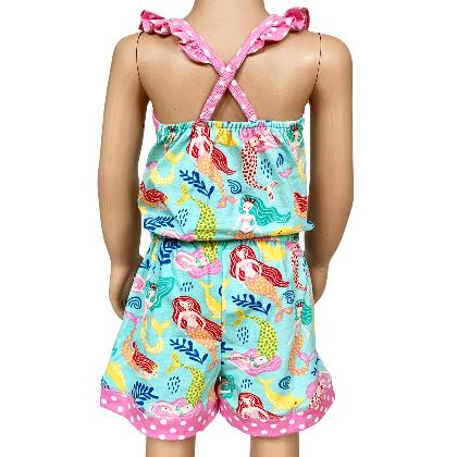 AnnLoren Girls Boutique Nautical Mermaid Jumpsuit Spring Summer Romper alternate image