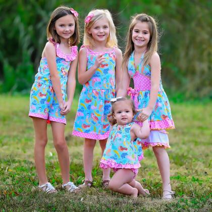 AnnLoren Girls Boutique Nautical Mermaid Jumpsuit Spring Summer Romper alternate image