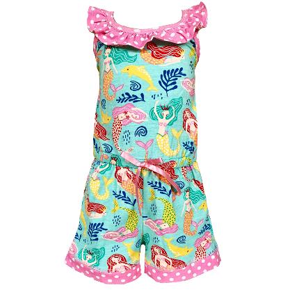 AnnLoren Girls Boutique Nautical Mermaid Jumpsuit Spring Summer Romper alternate image
