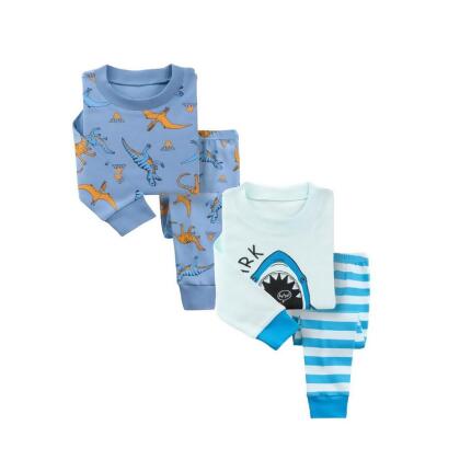 Blue Dinosaurs/Sharks 2 pack Kids Pajamas 