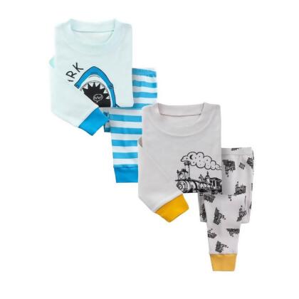 Trains/Sharks 2 Pack Kids Pajamas 