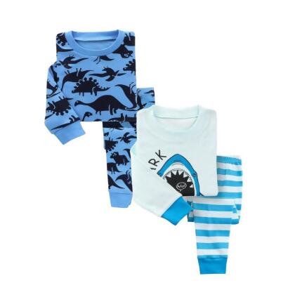 Dark Dinosaurs/Sharks 2 Pack Kids Pajamas 
