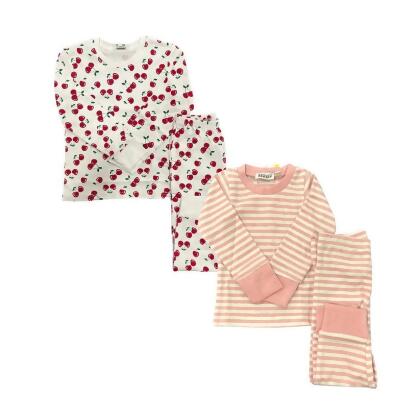 Pink Stripes/Cherries 2 Pack Kids Pajamas 