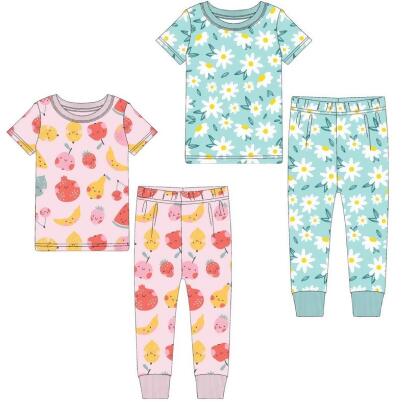 Fruits/Sunflowers 2 Pack Kids shortsleeve Pajamas 