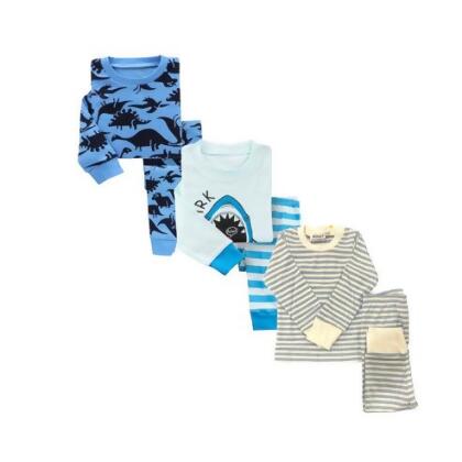 Dark Dinosaurs/Stripes/Sharks 3 Pack Kids Pajamas 